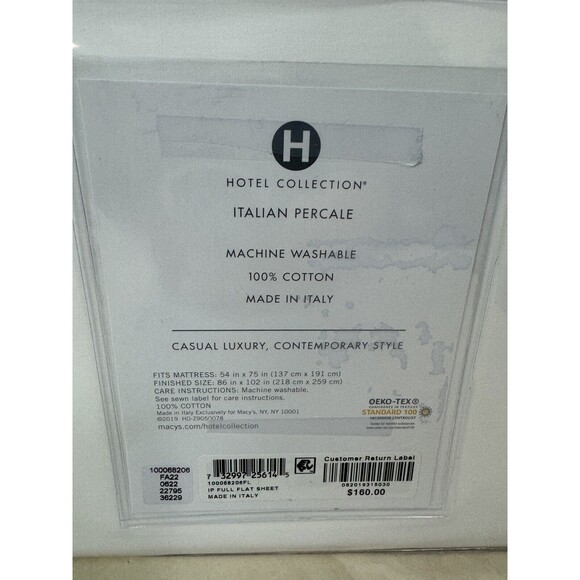 Hotel Collection Italian Percale 100% Cotton Flat Sheet, Full , Made In Italy - Picture 3 of 4